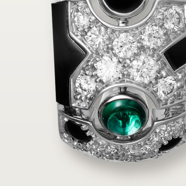 [Sur]naturel earrings White gold, emerald, onyx, diamonds